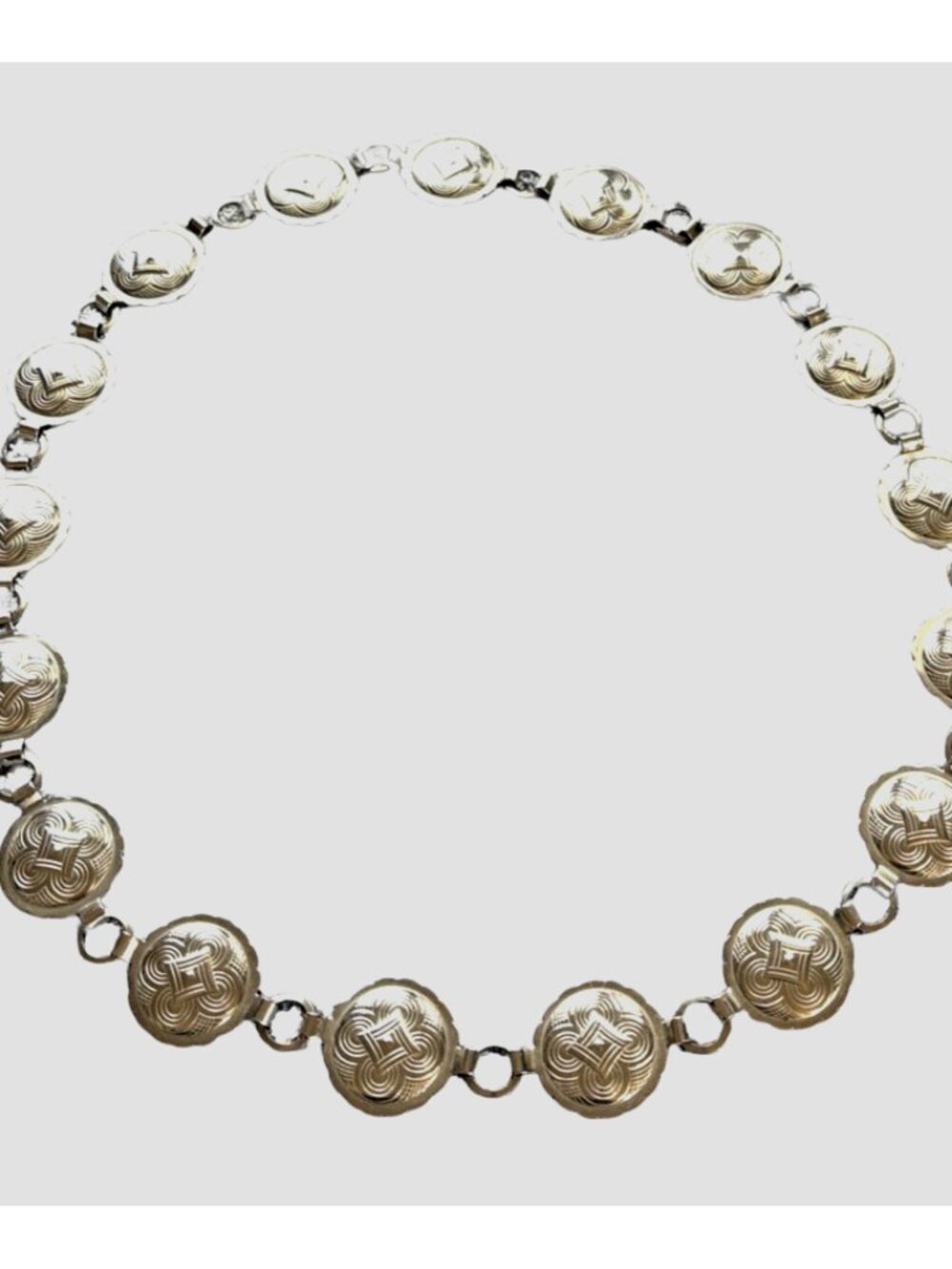 Western concho silver tone linked Southwestern boho belt Vtg